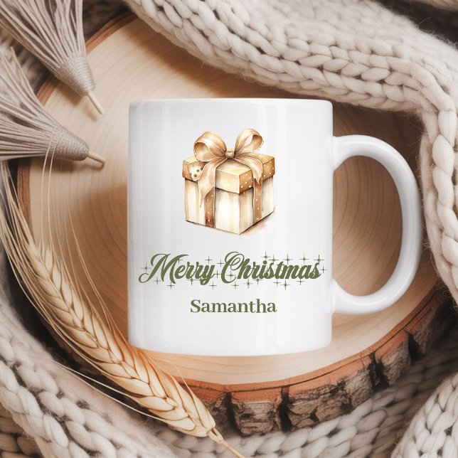 Personalisierter erdiger Weihnachtskaffeebecher Kaffeetasse (Personalized Earthy Christmas Coffee Mug)