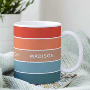Personalisierter Erdtön-Farblock-Name-Becher Kaffeetasse