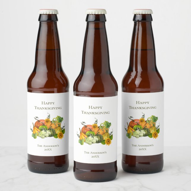 Personalisierter Erntedank Herbst Herbstkürme Bierflaschenetikett (Flaschen)