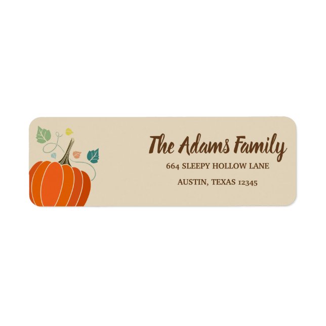 Personalisierter Erntedank Pumpkin Holiday Label (Vorne)