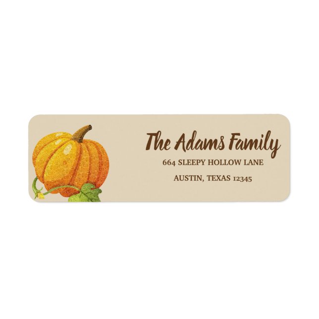 Personalisierter Erntedank Pumpkin Holiday Label (Vorne)