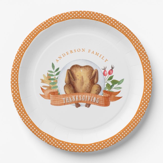 Personalisierter Erntedank Türkei Abendessen Papie Pappteller (Vorderseite)