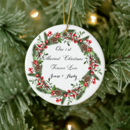 Personalisierter Erste Verheiratete Weihnachtsschm Keramik Ornament