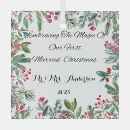 Personalisierter Erste Verheiratete Weihnachtsschm Ornament Aus Glas