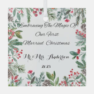Personalisierter Erste Verheiratete Weihnachtsschm Ornament Aus Glas