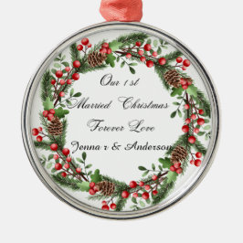 Personalisierter Erste Verheiratete Weihnachtsschm Ornament Aus Metall