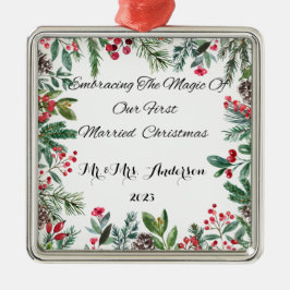 Personalisierter Erste Verheiratete Weihnachtsschm Ornament Aus Metall