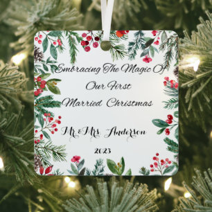 Personalisierter Erste Verheiratete Weihnachtsschm Ornament Aus Metall