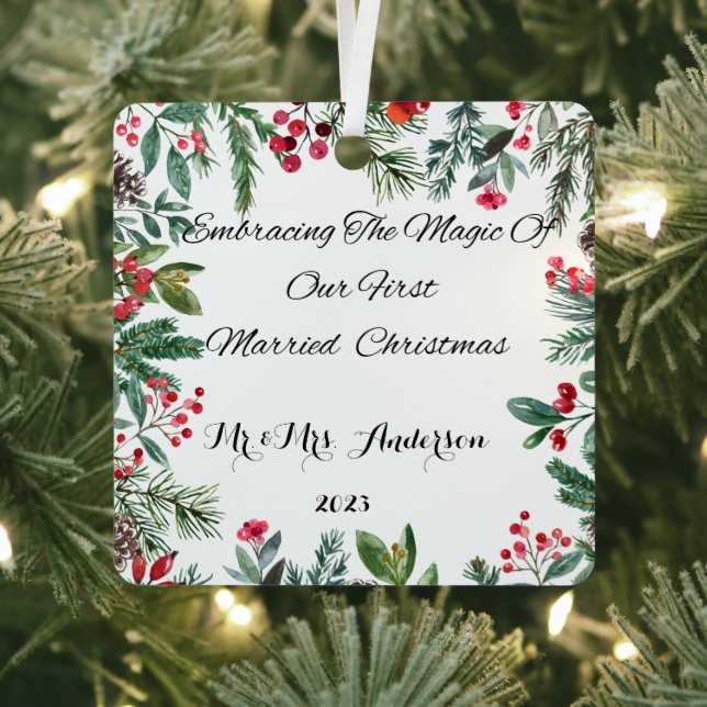 Personalisierter Erste Verheiratete Weihnachtsschm Ornament Aus Metall (InSitu)