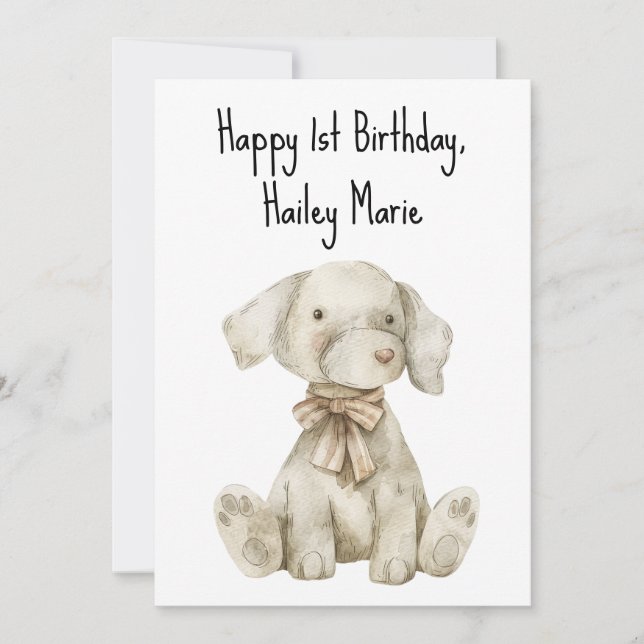Personalisierter erster Geburtstag gestopfter Spie Karte (Vorderseite)
