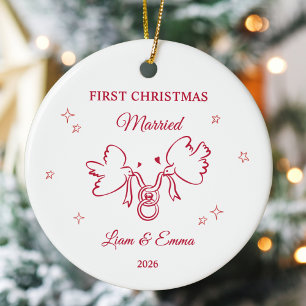 Personalisierter erster Weihnachten verheiratet Ta Keramik Ornament