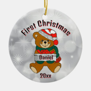 Personalisierter erster Weihnachts-Schmuck Keramik Ornament