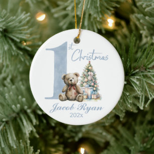Personalisierter Erster Weihnachtsbär Keramik Ornament