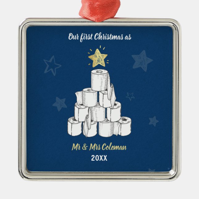 Personalisierter Erster Weihnachtstoilettenpapierb Ornament Aus Metall (Vorne)