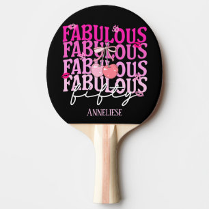 Personalisierter Fabulous Fifty Pink Cherry Geburt Tischtennis Schläger