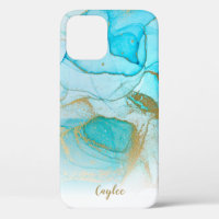 Personalisierter Fall aus Blauem Gold-Glitzer-Marm