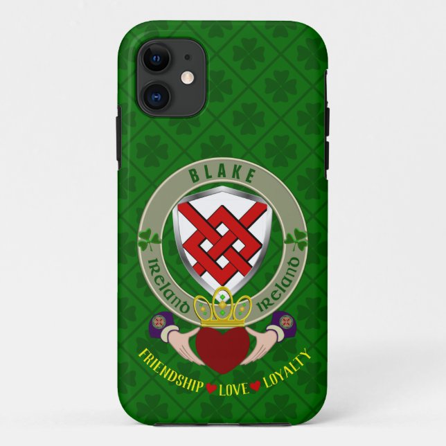 Personalisierter Fall Blake Irish Shield & Claddag Case-Mate iPhone Hülle (Rückseite)