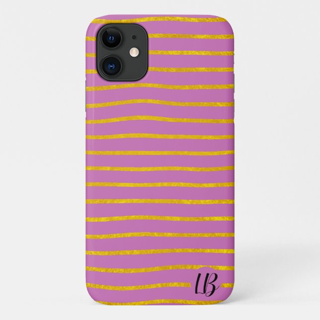 Personalisierter Fall für Streifen aus Gold Case-Mate iPhone Hülle (Rückseite)