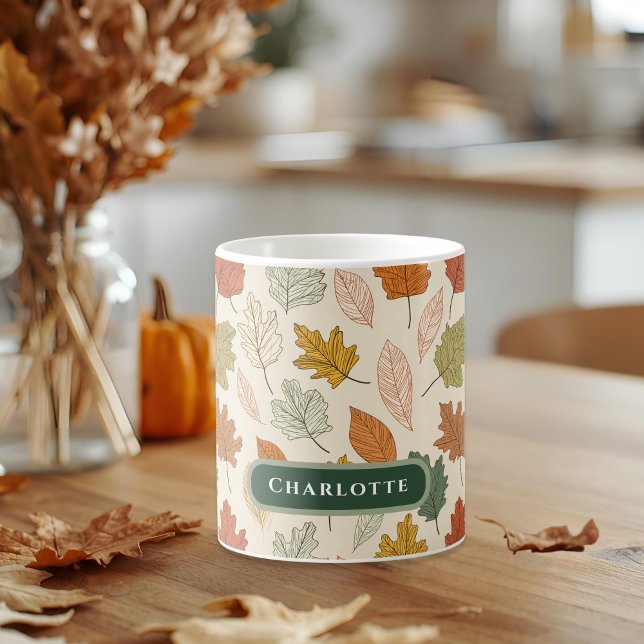 Personalisierter Fall Leaf Name Geschenk Kaffeetasse (Von Creator hochgeladen)