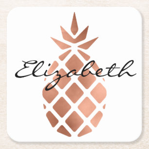 Personalisierter falscher Rosen-Gold-Folien-Ananas Rechteckiger Pappuntersetzer