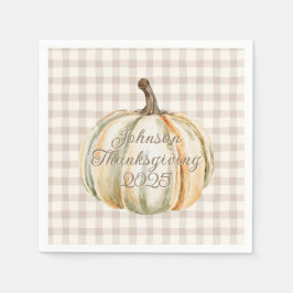 Personalisierter Familien-Erntedankfest Gingham ne Serviette
