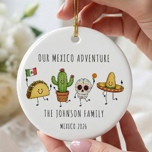 Personalisierter Familien-Mexiko-Urlaubsschmuck Keramik Ornament