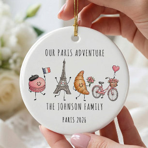 Personalisierter Familien Paris Urlaubsschmuck Keramik Ornament