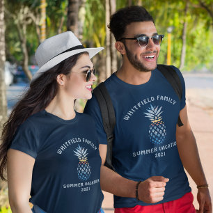 Personalisierter Familien-Tropenurlaub-Sonnenunter T-Shirt