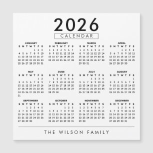 Personalisierter Familien-Wandkalender 2026 Magnetkarte