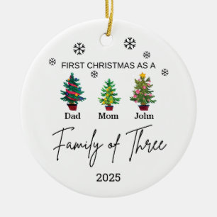 Personalisierter Familienanhänger für drei Persone Keramik Ornament