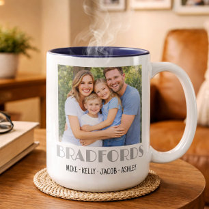 Personalisierter Familienfoto-Andenken-Geschenkbec Zweifarbige Tasse