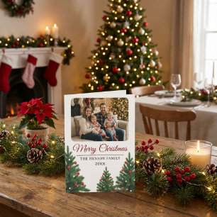 Personalisierter Familienfoto-Weihnachtsbaum Feiertagskarte
