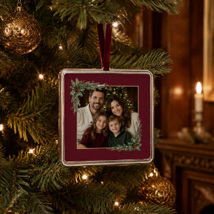 Personalisierter Familienfoto-Weihnachtsschmuck Ornament Aus Metall