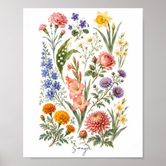 Personalisierter Familiengeburtsblumen-Druck | Ben Poster