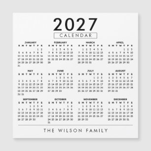 Personalisierter Familienkalender 2027 Magnetkarte