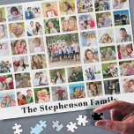 Personalisierter Familienname 45 FotoCollage White<br><div class="desc">Erstellen Sie ein personalisiertes Foto-Erinnerungen-Puzzle, indem Sie dieses leicht hochzuladende Foto Collage quadratische Gitter Vorlage mit 45 Bildern und personalisiert mit einem Familiennamen oder Ihrem benutzerdefinierten Text. Gedenken Sie einen besondere Anlass oder eine Veranstaltung oder machen Sie für eine sinnvolle Familienkollektion Foto Geschenk. HILFE: Für Hilfe bei der Modifizierung oder...</div>