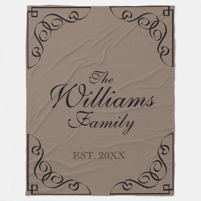 Personalisierter Familienname Beige Fleece-Decke Fleecedecke (Vorderseite)