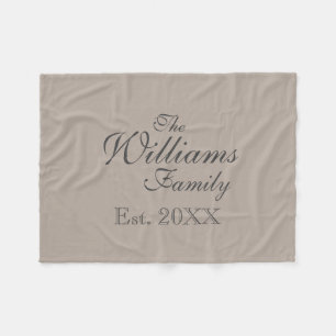 Personalisierter Familienname beige Fleecedecke