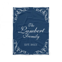 Personalisierter Familienname: Blaue Fleecedecke