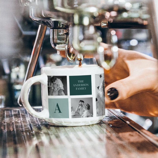 Personalisierter Familienname Collage Foto Geschen Espressotasse (Von Creator hochgeladen)