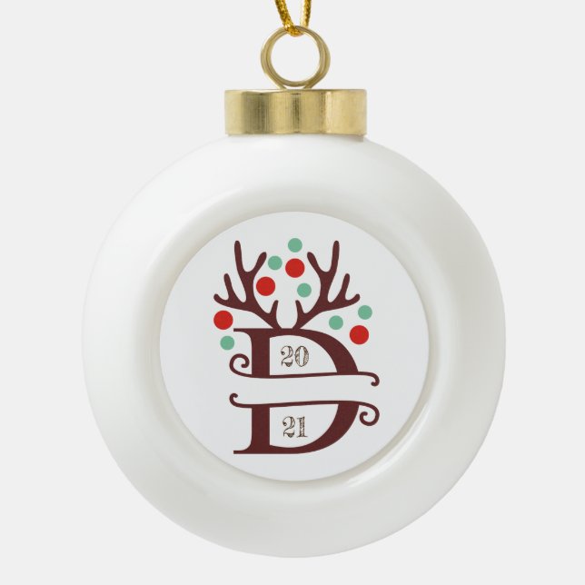 Personalisierter Familienname "D" Keramik Kugel-Ornament (Vorderseite)