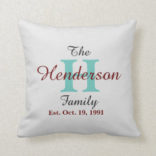 Personalisierter Familienname Erstgrau Kissen