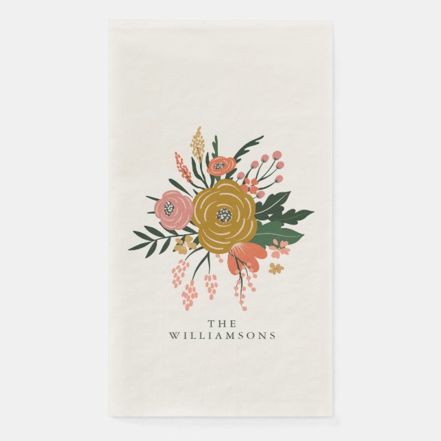 Personalisierter Familienname Erthy Floral Botanic Serviette (Vorderseite)