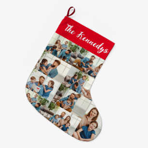 Personalisierter Familienname & Fotocollage Weihna Großer Weihnachtsstrumpf
