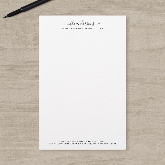 Personalisierter Familienname für moderne Kalligra Briefpapier (Von Creator hochgeladen)