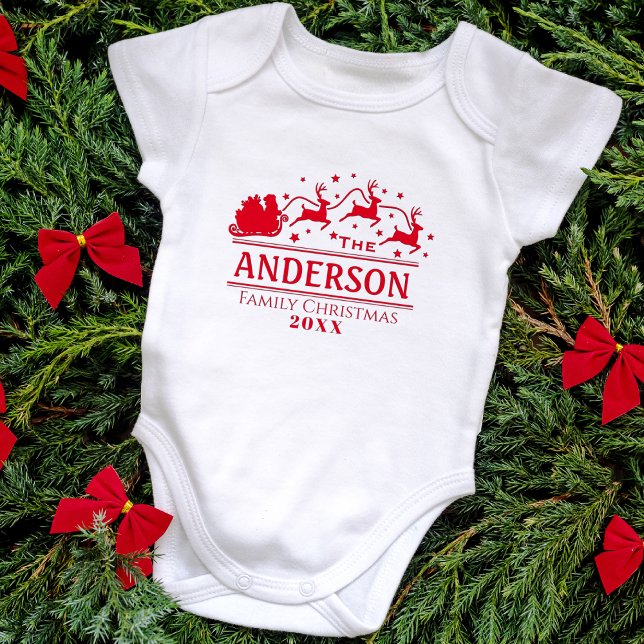 Personalisierter Familienname für Weihnachten T-Shirt (Matching Christmas Personalized Family Name Baby Bodysuit)