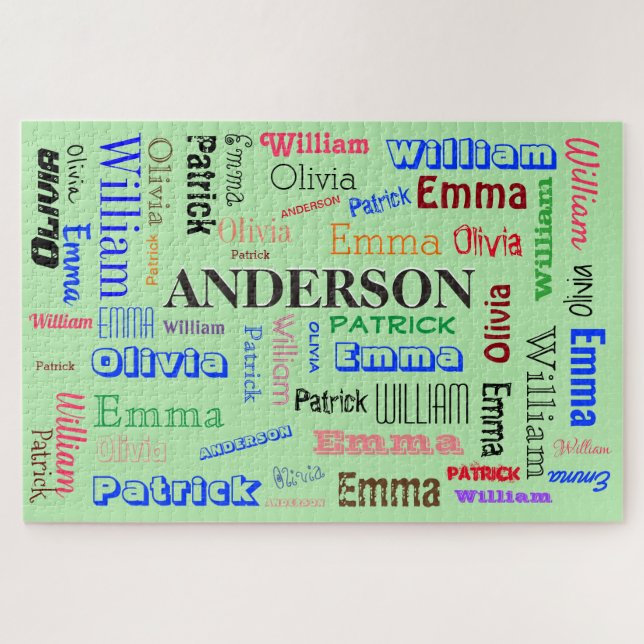 Personalisierter Familienname für Word Cloud (Horizontal)