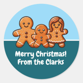 Personalisierter Familienname Gingerbrot-Aufkleber Runder Aufkleber