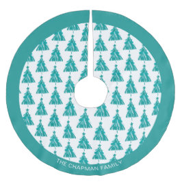 Personalisierter Familienname Grüner Aquamariner W Polyester Weihnachtsbaumdecke