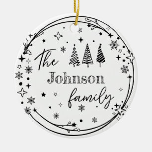Personalisierter Familienname Holiday Keepake Keramik Ornament